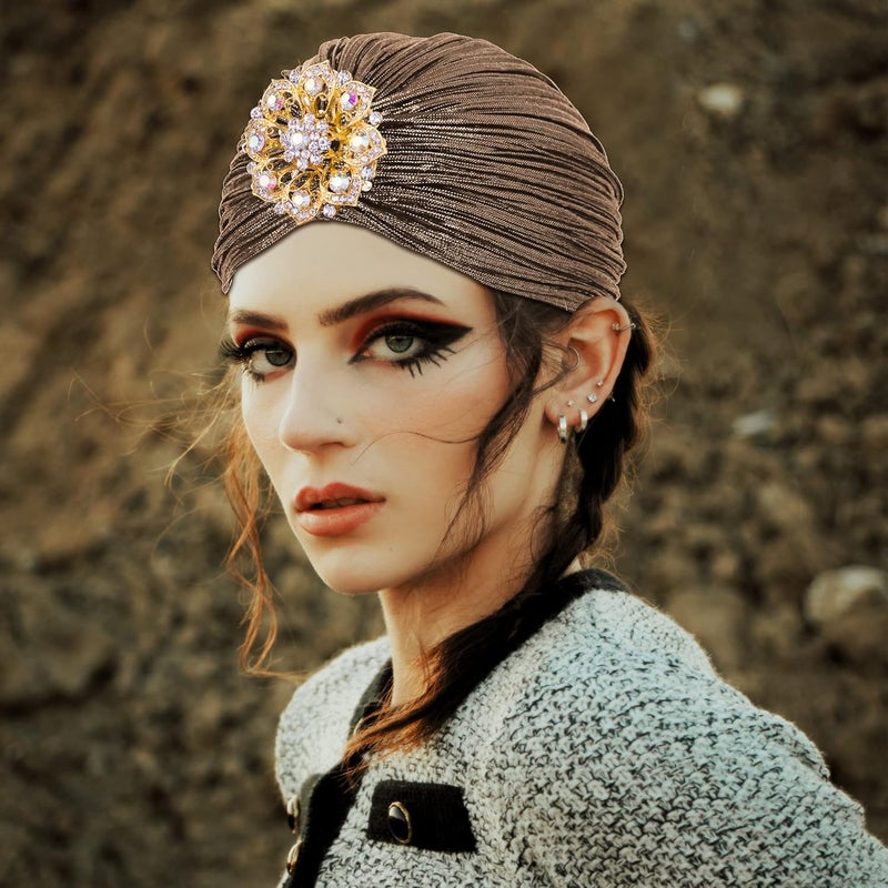 CROWN GUIDE 1920s Gatsby Headpiece Crystal Roaring 20s Costumes Accessories Flapper Cap Exotic Hair Wraps - Image 2